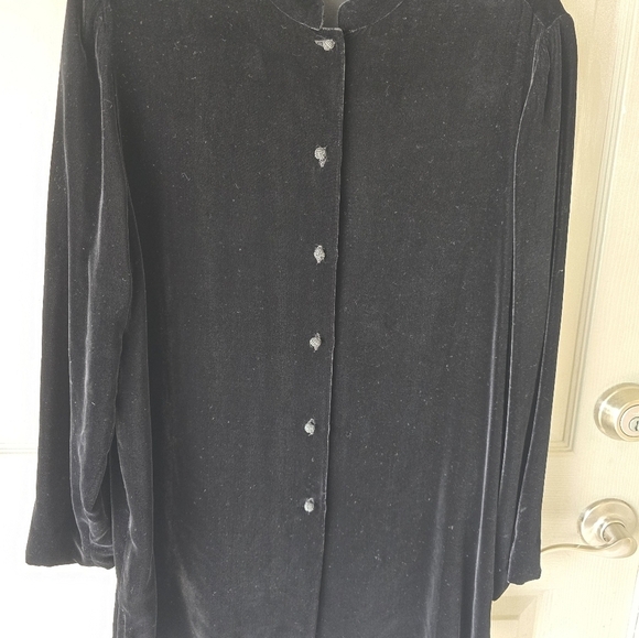 VTG Gap Velvet Tunic Top Women Sz L Black Button Up Long Sleeve Y2k 90s - Picture 6 of 10